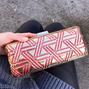 Bcbg metal crossbody clutch